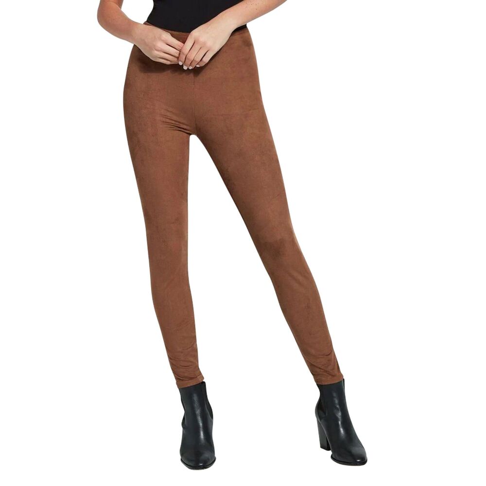 Lyssé High Waisted Suede Leggings -‎ Brown - Size Medium